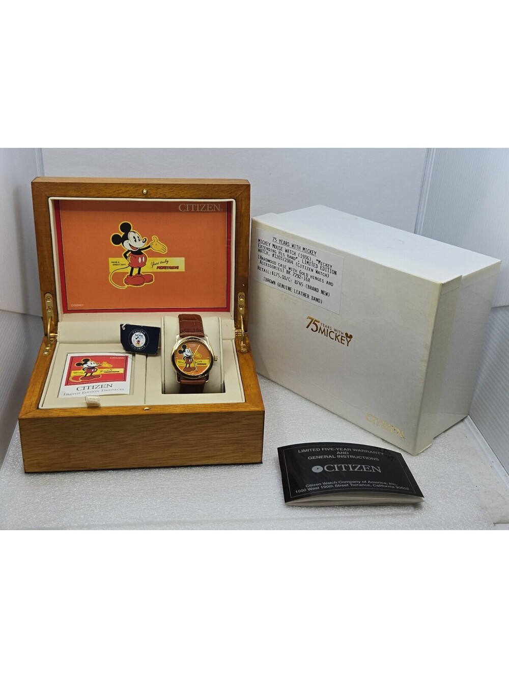 Citizen "75 Years with Mickey" Limited Edition Watch Box Set Brand New In Box